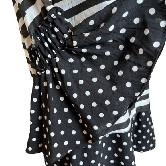 Dor Dor Couture Button Front, Bell Sleeve Black White Top Jacket Size Medium - Picture 3 of 13